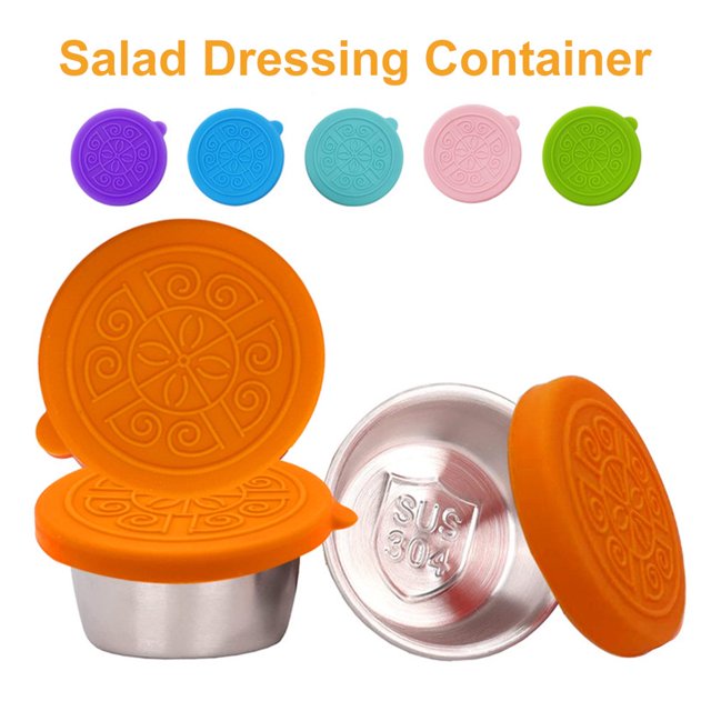 AMERTEER 6PCS Salad Dressing Containers to Go 1.6 OZ Dipping Sauce Cups Reusable Condiment Cup Container with Lids