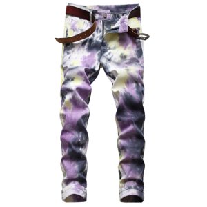 TIMIFIS Men's Slim-Fit Stretch Jean Jeans Fashion Trend Micro Elastic Slim Tie Elastic Small Straight Leg Jeans-MulticolorFall