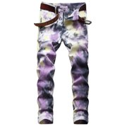 EGNMCR Men's Lightweight Pants, Cargo Pants Men, Linen Pants Men Jeans Fashion Trend Men's Micro Elastic Slim Tie Elastic Small Straight Leg Jeans Men Polyester Pants