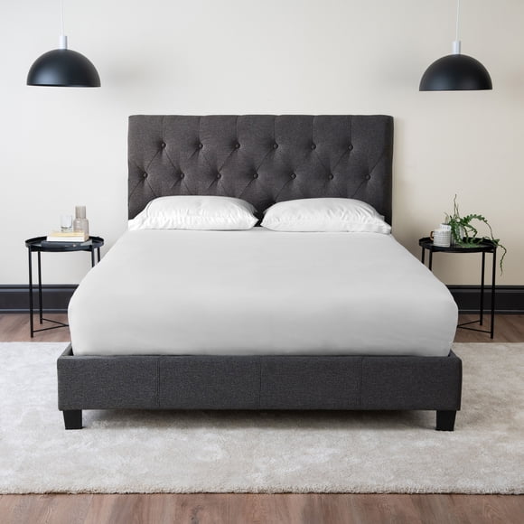 Diamond Bed Charcoal Frame with Headboard - King