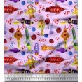 thumbnail image 1 of Soimoi Velvet Fabric Rocket,Planet & Astronaut Cartoon Decor Fabric Printed Yard 58 Inch Wide, 1 of 3