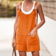 thumbnail image 2 of TopLLC Women's Summer Casual Rompers Sleeveless Loose Spaghetti Strap Short Jumpsuits Overalls Solid Button Bodysuit Playsuit With Pockets, 2 of 7
