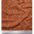 thumbnail image 1 of Soimoi Poly Georgette Fabric Leaves & Floral Block Print Fabric by Yard 52 Inch Wide, 1 of 3