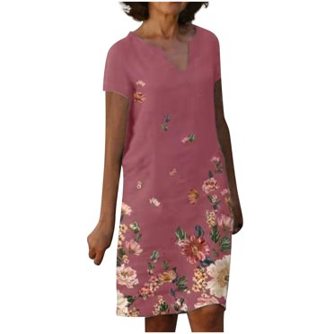 Birdeem Fashion Women Summer Casual Short Sleeve V-Neck Floral Printed Dress