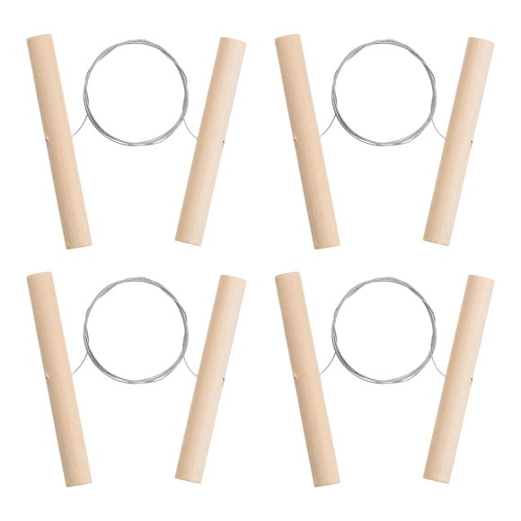 Unique Bargains Wire Clay Mud Cutting Tool Wire Clay Cutter Curly Cutoff Tool, 27.17 Inch 4 Pack Wooden Silver