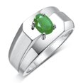 thumbnail image 3 of RYLOS Men's Rings 14K White Gold Ring Classic Solitaire 7X5MM Oval Shape Gemstone Designer Band Emerald May Birthstone Rings For Men Size 13, 3 of 7