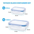 thumbnail image 3 of Stelive 10 pcs Glass Storage Food Containers, Glass Meal Prep Containers, Airtight Lunch Bento Boxes with Snap Locking Leakproof Lids for Microwave, Oven, Freezer and Dishwasher, 3 of 12