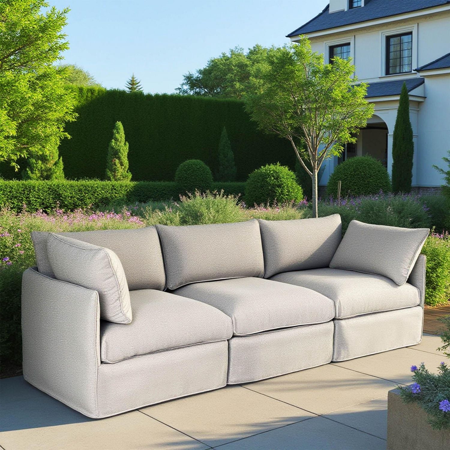 Ensemble de patio modulaire 3 places Patioflare Lanai, gris
