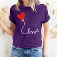 thumbnail image 1 of Meichang Hauts pour Femmes T-Shirts de la Saint-Valentin T-Shirts de Fête à Col Rond T-Shirts à Imprimé Cœur d'Amour T-Shirts à Manches Courtes Jolis Tees Blouses en Liquidation, 1 of 5