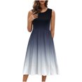 thumbnail image 2 of Ovzne Robes pour Femmes Robe d'Été Mode Robes pour Femmes Été Décontracté Col Rond Sans Manches Uni Robes de Plage Boho Robe Robe de Printemps Liquidation, 2 of 7