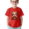 thumbnail image 2 of GDREDA Vêtements Fille Enfant Imprimé Sport Décontracté Confortable Col Rond Manches Courtes T-Shirt pour Enfants Hauts Mignons Rouge, 4-5 Ans, 2 of 4