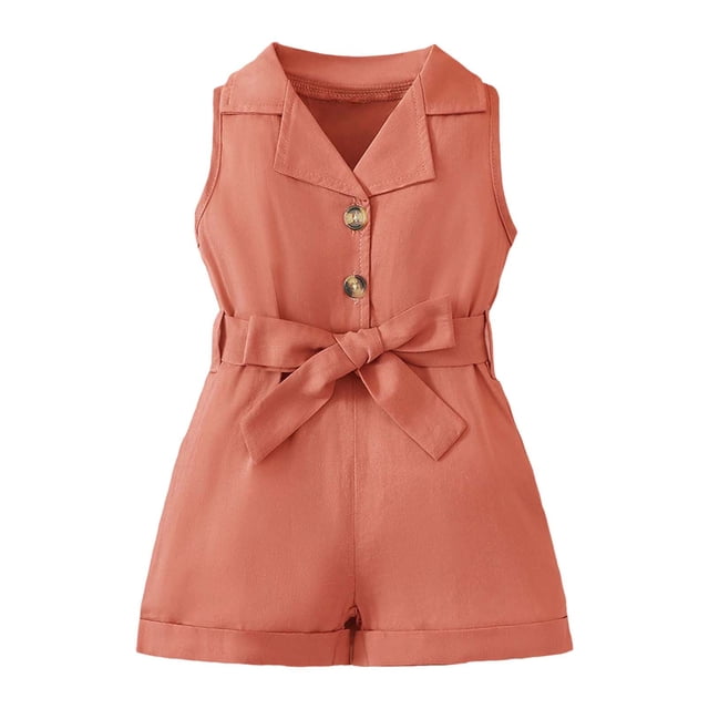 Wdgfv Ensemble pour Tout-Petite Fille Barboteuse Sans Manches Combinaison une Pièce Justaucorps Barboteuse Vêtements d'Été Rouge 6-12 Mois