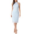 thumbnail image 1 of INSPIRE CHIC Robe Midi Fourreau Moulante de Cocktail Élégante pour Femme en Dentelle, Col Licou, Sans Manches, S Bleu Pâle, 1 of 6