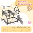 thumbnail image 3 of Costway Twin Over Queen Bunk Bed House Shaped Bed Frame with Climbing Nets and Ramp Gray, 3 of 10