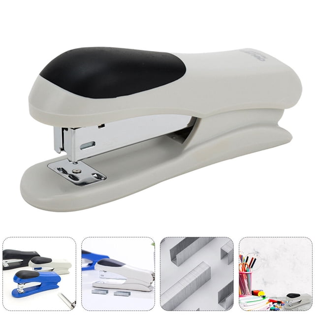 OULII 1Pc White Office Stapler Desktop Binding Machine with Streamlined Design for Comfortable Hand Use