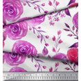 thumbnail image 2 of Soimoi Purple Poly Georgette Fabric Watercolor Floral Print Sewing Fabric BTY 42 Inch Wide, 2 of 3