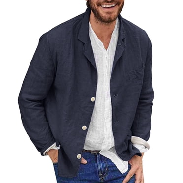 Ketyyh-chn99 Shirt T - pour Hommes Vêtements d'Automne Mode Homme Décontracté Chemise en Coton Uni Ample à Col à Revers à Manches Longues Décontractée Respirante Haut avec Boutons Bleu Marine,2TG
