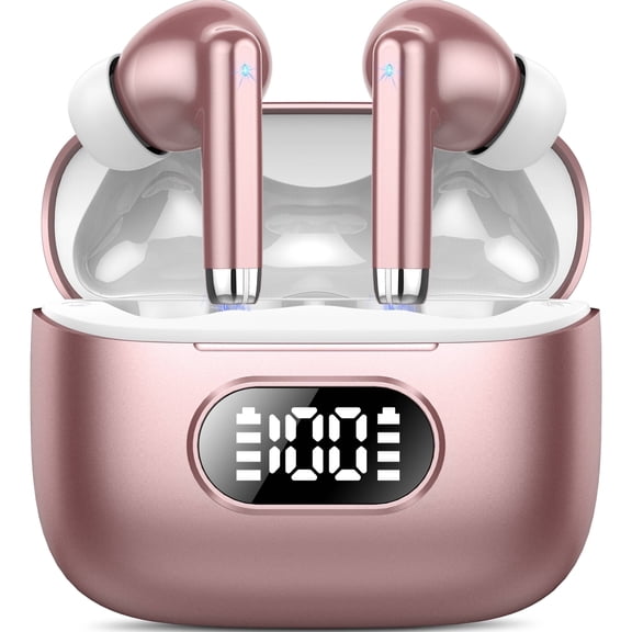 Wireless Ear Buds, Earbuds Bluetooth 5.3 Headphones 60H Playtime LED Display, HiFi Stereo Sound Waterproof in-Ear Earphones with 4 Microphone Fits for Android and iPhone