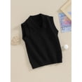 thumbnail image 3 of FOCUSNORM Toddler Sweater Vest Lightweight Sleeveless V Neck Solid Color Pullover Knitted Tank Tops, 3 of 9