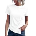 thumbnail image 1 of Womens Short Sleeve Solid Color Basics Crewneck Casual Top Pullover T-shirt, 1 of 6