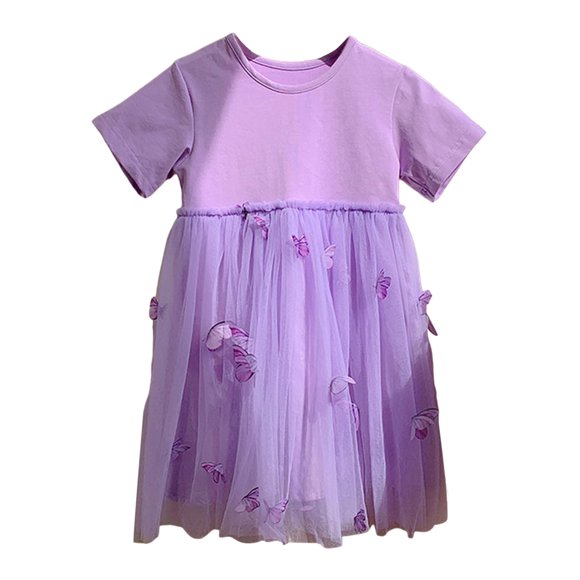 TJAZFJPA Easter Dresses for Toddler Girls Toddler Girls Summer Tulle Skirt Butterfly Embroidery Short Sleeve Dress Princess Dress Children's Clothing Green Dress for Girls