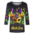 thumbnail image 4 of Penkiiy Blouse Carnaval pour Femmes Mardi Gras Mode Imprimée Décontractée Col Rond Manches 3/4 T-shirt Blouse 4TG Multicolore, 4 of 5