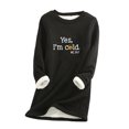 thumbnail image 2 of T-Shirts pour Femmes Col Rond avec Poche Épaissi en Peluche Chaud Manches Longues Hauts d'Automne pour Femmes 2023 Tendance en Liquidation, 2 of 5