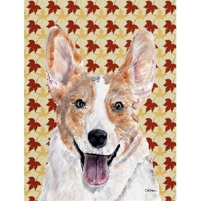 Carolines Treasures SC9672CHF Cardigan Corgi Automne Feuilles Drapeau Toile Maison Taille