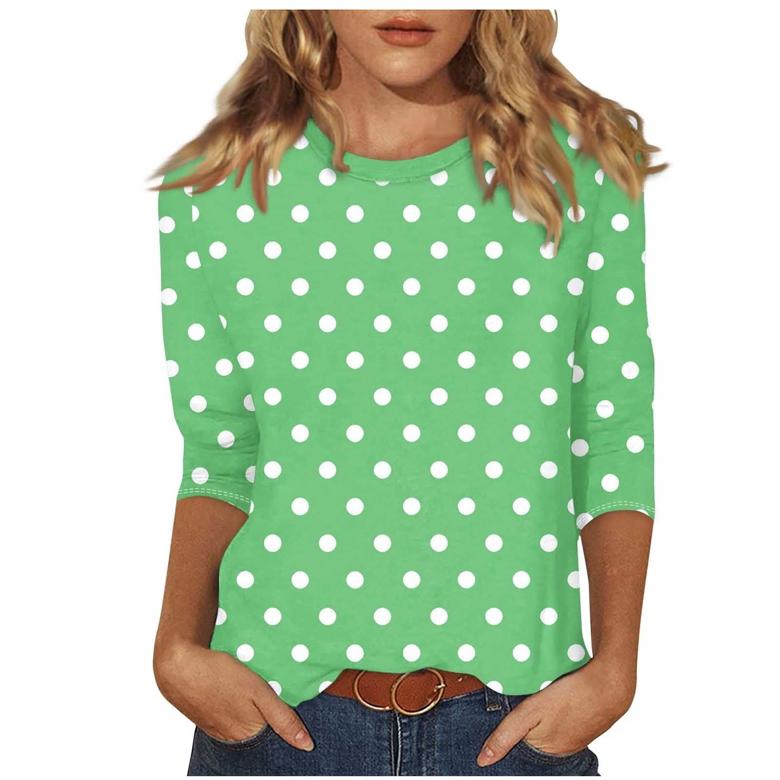 Lenpel T-Shirts pour Femmes Grande Taille Décontractés à Manches 3/4, Col Ras du Cou, T-Shirts Imprimés, Hauts, Tuniques de Printemps Été