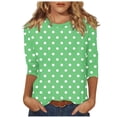 thumbnail image 1 of Lenpel T-Shirts pour Femmes Grande Taille Décontractés à Manches 3/4, Col Ras du Cou, T-Shirts Imprimés, Hauts, Tuniques de Printemps Été, 1 of 5