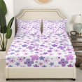 thumbnail image 3 of Erosebridal Chic Purple Floral Flower Sheet Set Twin, Spring Blossoms Bedding Sets Twin Size, Microfiber 3pcs, 3 of 6