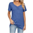 thumbnail image 1 of Birdeem T-Shirt Blouse Ample Confortable à Col en V Uni pour Femmes, Hauts Décontractés, 1 of 6