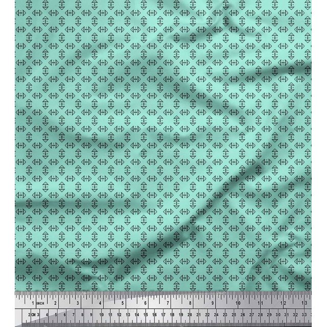 Soimoi Polyester Crepe Fabric Geometric Small Print Sewing Fabric Yard 52 Inch Wide