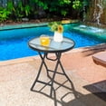 thumbnail image 2 of Costway Table d'Appoint Rond Pliant en Verre pour Patio, Table Bistro Café, Support pour Plante, 2 of 9