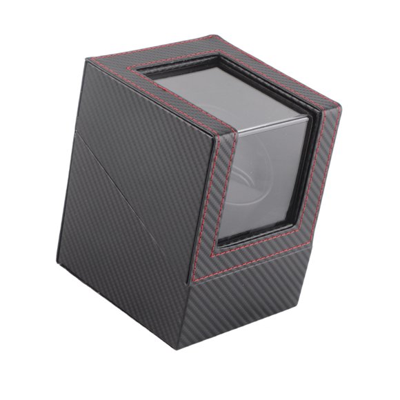 Remontoir pour Montres Automatiques, Moteur Super Silencieux, avec Doublure en Cuir, Alimenté par Batterie Ou Adaptateur Secteur, Matériau en Fibre de Carbone Noire