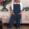 thumbnail image 2 of Yuyuzo Jumpsuits for Women Plus Size Cotton Linen Rompers Sleeveless Baggy Overalls with Pockets, 2 of 7