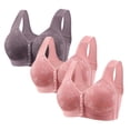 thumbnail image 1 of Cameland 3 Pack Bra for Women Bra for Seniors Front Closure Bras Wire-Free Front Button Closure Comfortable Bra, 1 of 5