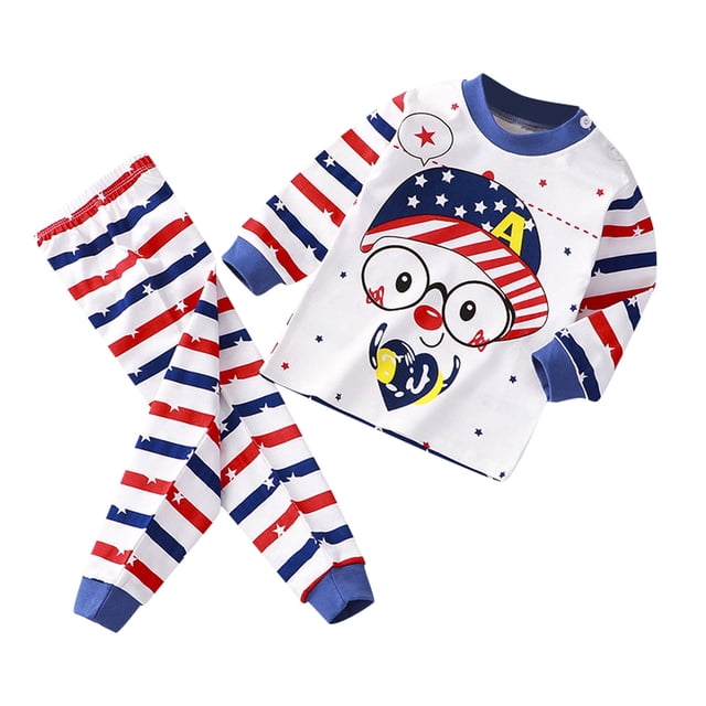 Hiiyo Pyjama à Manches Longues Mignon pour Tout-Petits Garçons, Ensemble de Détente et de Nuit, 2 Pcs, 3M-4T