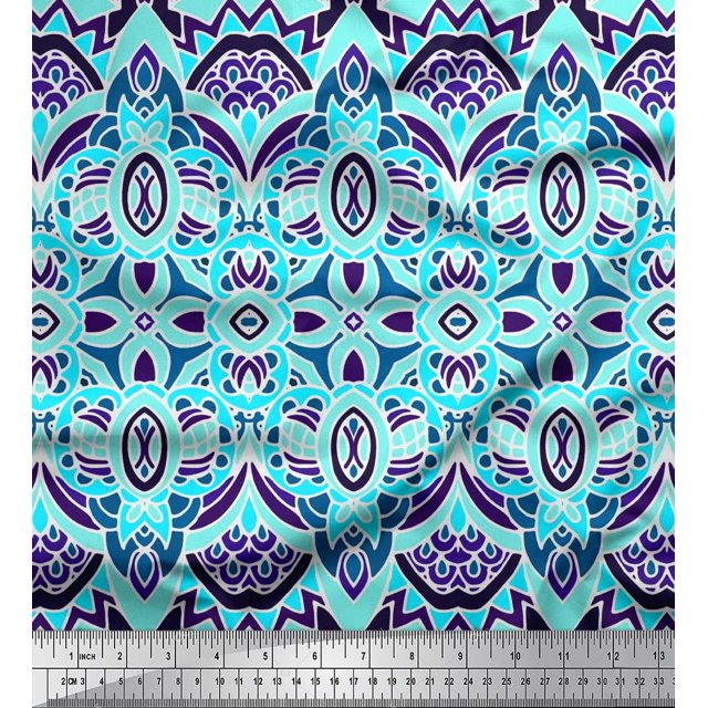 Soimoi Rayon Fabric Moroccan Damask Decorative Fabric Prints by Yard 42 Inch Wide