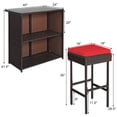 thumbnail image 2 of Patiojoy Ensemble de Bar en Rotin Osier pour Patio 3 Pcs Table avec 2 Tabourets Coussinés Rouges, 2 of 10