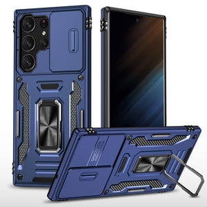 Decase Samsung Galaxy S23 Ultra Case avec protection de couverture de caméra coulissante,Shockproof Armor Rugged Hybrid Ring Kickstand Magnétique Couverture de téléphone robuste pour Samsung Galaxy S23 Ultra, Bleu marine