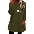 thumbnail image 2 of Chemises pour Femmes Col Rond et Hiver Ample Imprimé Poche Chaud Manches Longues Blouse Tops Blouses en Solde, 2 of 4