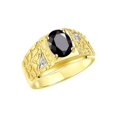 thumbnail image 4 of RYLOS Men's Rings Yellow Gold Plated Silver Designer Nugget Ring Oval 9X7MM Gemstone &  Diamonds  Onyx Birthstone Rings For Man Size 9, 4 of 7