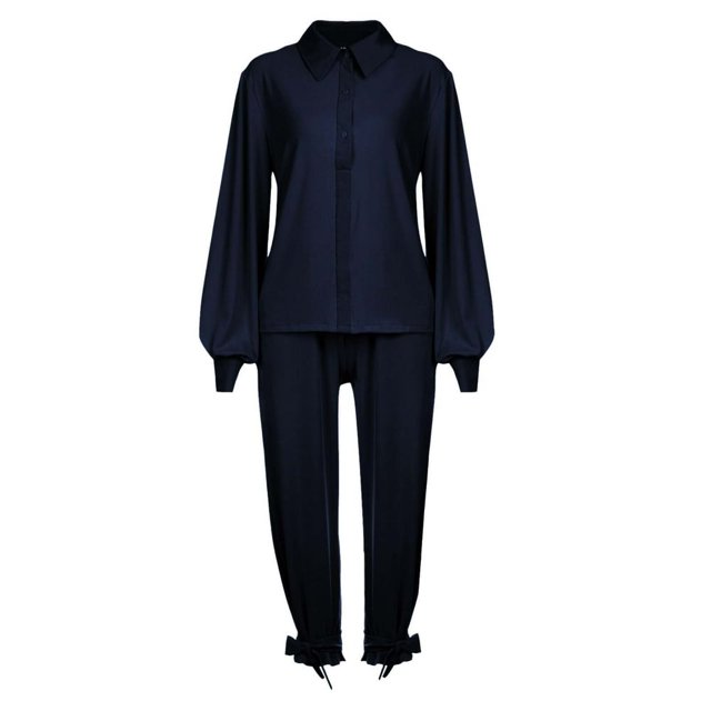 Ensemble Pantalon à Manches Longues Style Uni Élégant Automne et Hiver pour Femmes