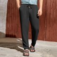 thumbnail image 2 of Ediodpoh Men's Casual Cotton and Linen Drawstring Pants Men Pants Black XL, 2 of 8
