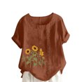 thumbnail image 2 of SMihono Hauts pour Femmes Été Chic Décontracté T-Shirt d'Été pour Femmes Surdimensionné Décontracté Col Rond Manches Courtes Imprimé Floral Chemise Ample Hauts Grande Taille T-Shirt, 2 of 5