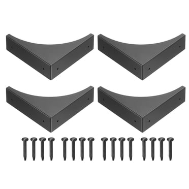 Unique Bargains Protecteurs d'Angle, 4 Pcs 2,56 Pieds - Protecteur d'Angle en Métal, Supports avec Vis pour Meuble Boîte Table (Noir)