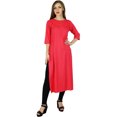 thumbnail image 2 of Bimba Kurta Kurti Droite en Rayonne pour Femmes, Manches 3/4, Blouse Décontractée d'Été, 2 of 8