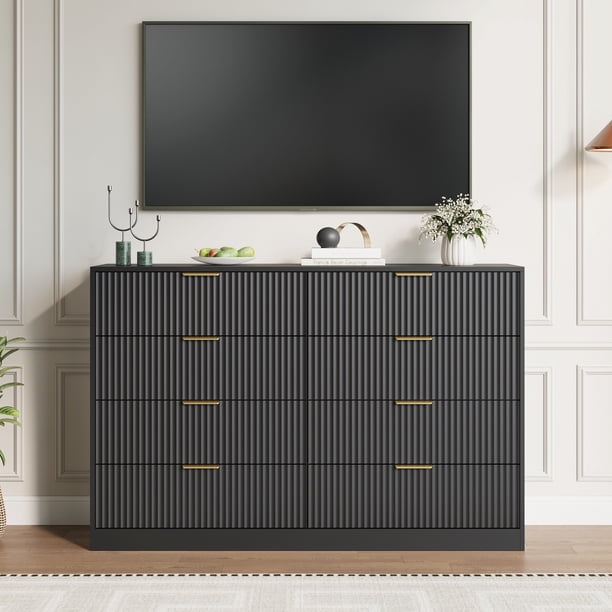 YouTrend Fluted Dresser with 8 Drawers for Adult Metal Handle Wood