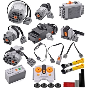 32Pcs Technic-Motor-Kit Compatible with Lego, Power Functions Motor Set with M, L ,XL ,Servo & Train Motors, Remote Control, IR Receiver, AA Battery Box for STEM Project Moc Building Blocks